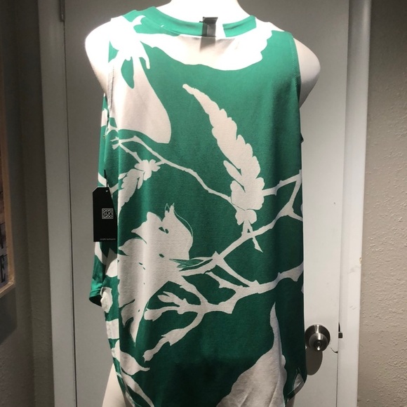 CLARA SUNWOO Green and White Abstract Sleeveless blouse - Picture 5 of 12